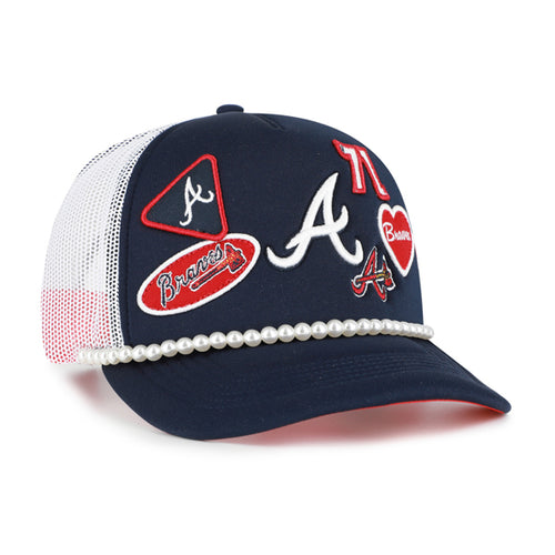 ATLANTA BRAVES WOMEN'S '47 BRAND OUTSPOKEN HITCH ADJUSTABLE HAT - WHITE