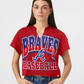ATLANTA BRAVES WOMEN'S '47 BRAND WIN BIG OVERSIZED NOTCH NECK T-SHIRT - RED