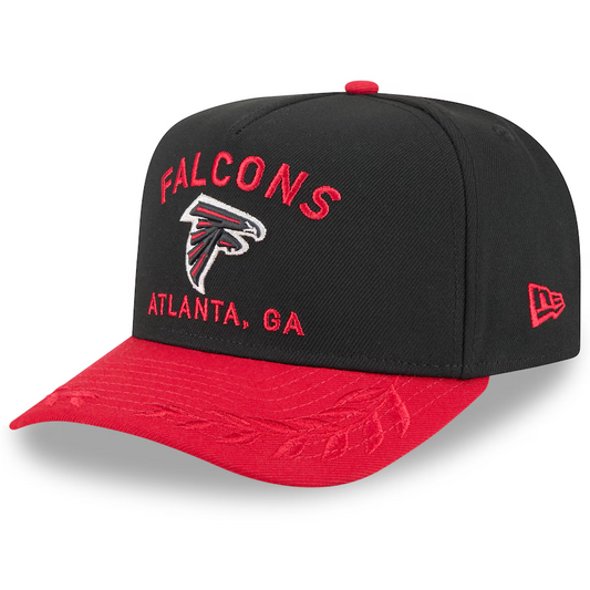 ATLANTA FALCONS 2025 NFL DRAFT 9FIFTY A-FRAME SNAPBACK HAT - BLACK/RED