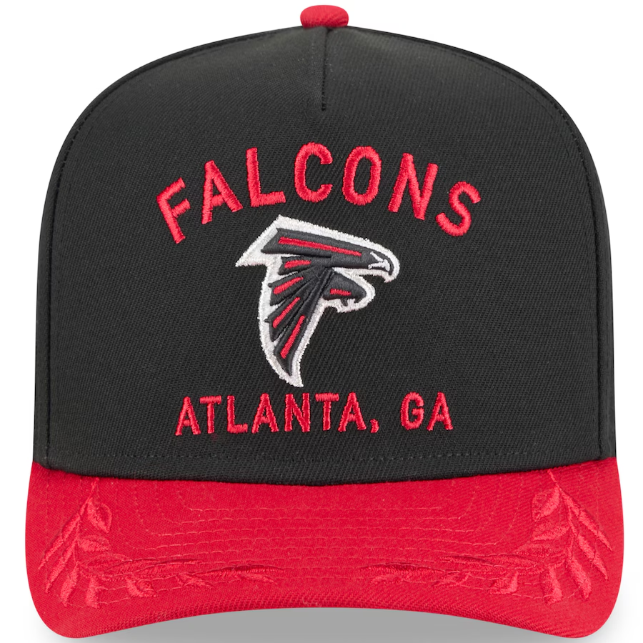 ATLANTA FALCONS 2025 NFL DRAFT 9FIFTY A-FRAME SNAPBACK HAT - BLACK/RED