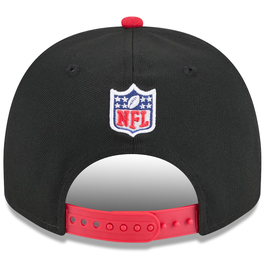 ATLANTA FALCONS 2025 NFL DRAFT 9FIFTY A-FRAME SNAPBACK HAT - BLACK/RED