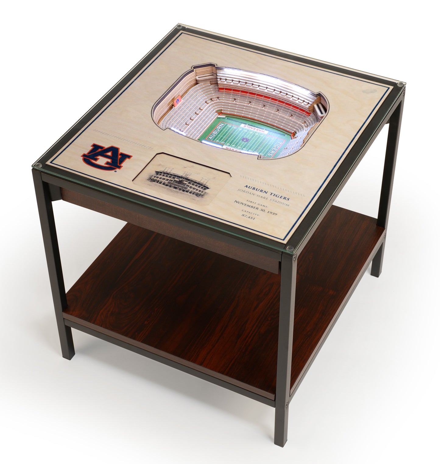 AUBURN TIGERS 25 LAYER 3D STADIUM LIGHTED END TABLE