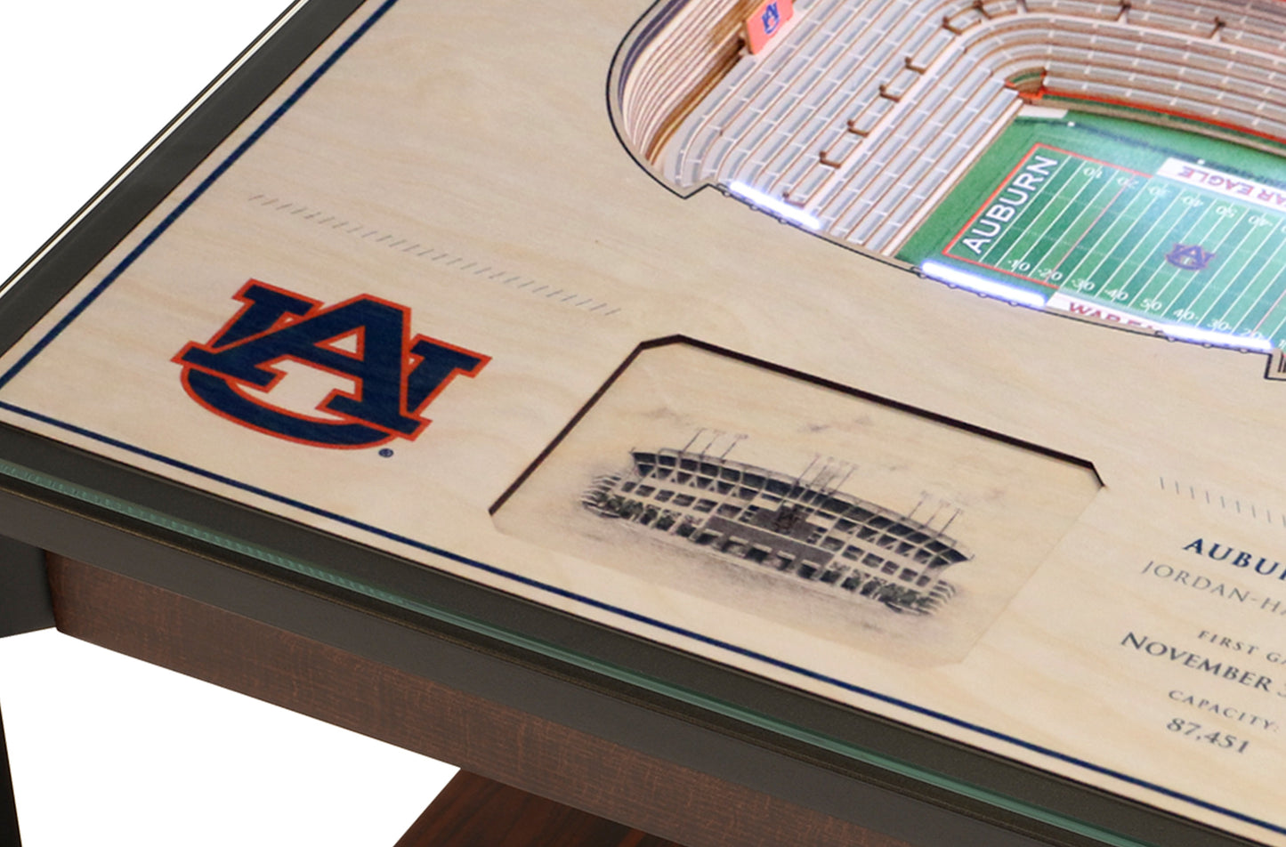 AUBURN TIGERS 25 LAYER 3D STADIUM LIGHTED END TABLE