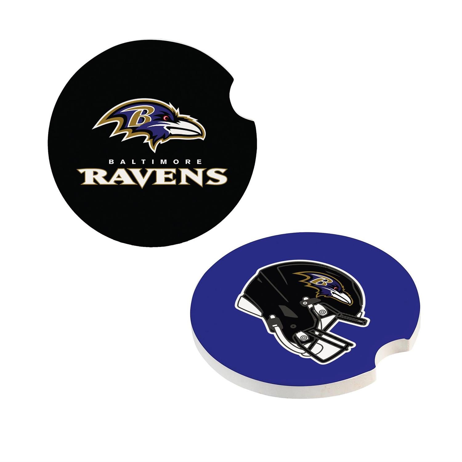 BALTIMORE RAVENS 2-PIECE CAR COASTER SET