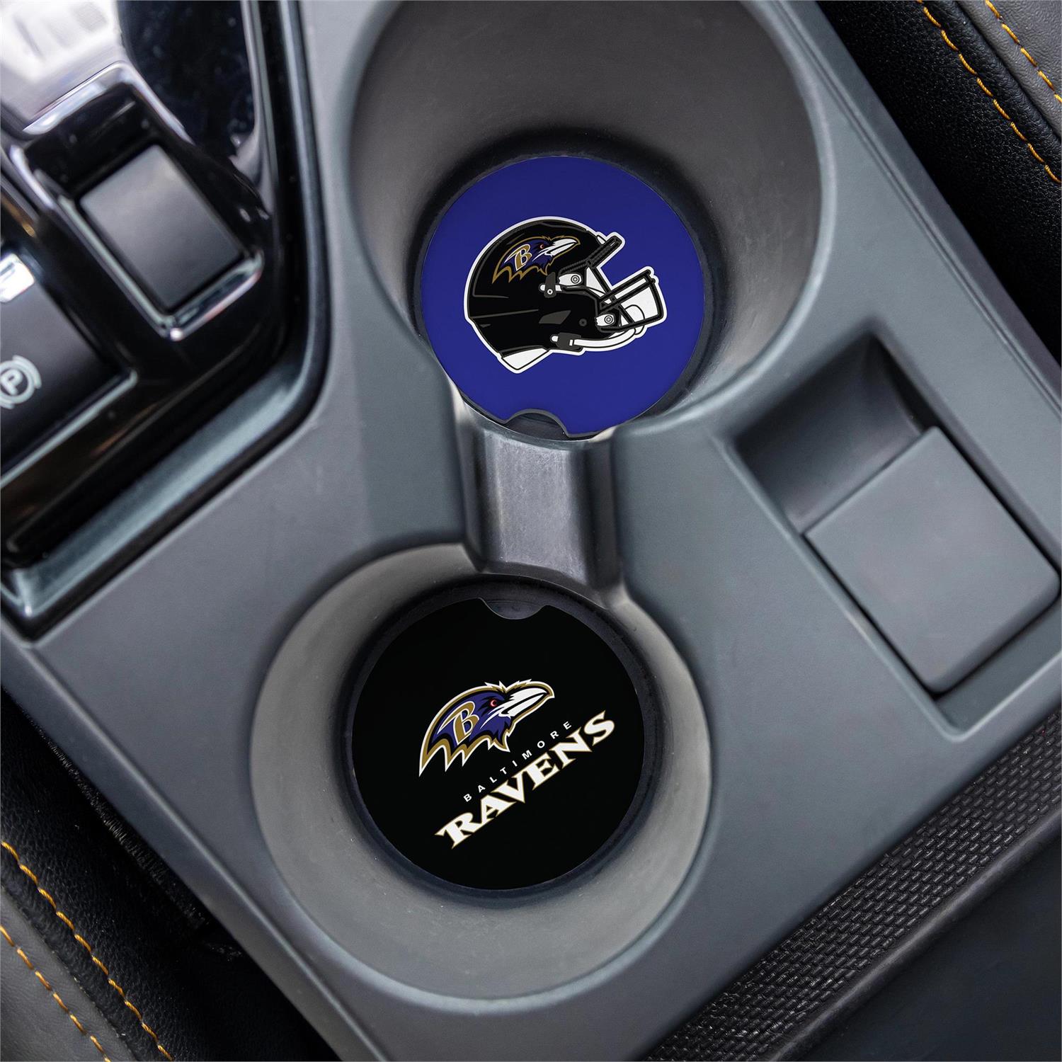 BALTIMORE RAVENS 2-PIECE CAR COASTER SET