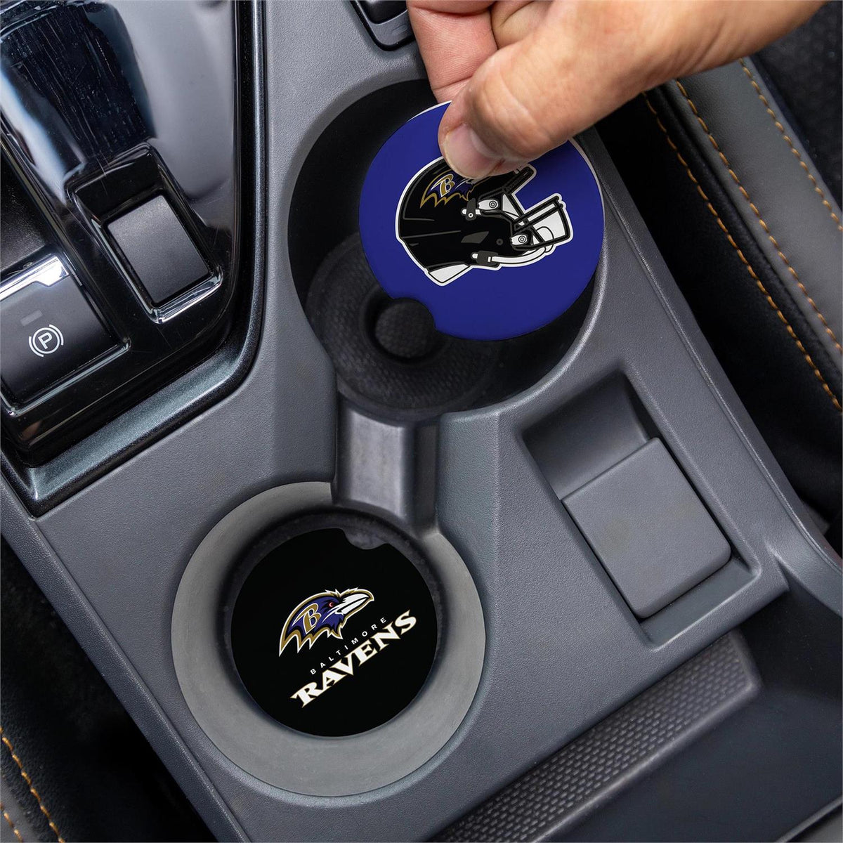BALTIMORE RAVENS 2-PIECE CAR COASTER SET