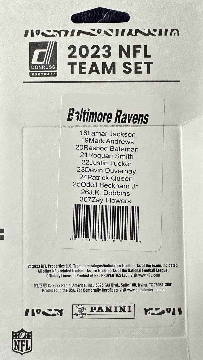 BALTIMORE RAVENS 2023 TEAM SET BY DONRUSS