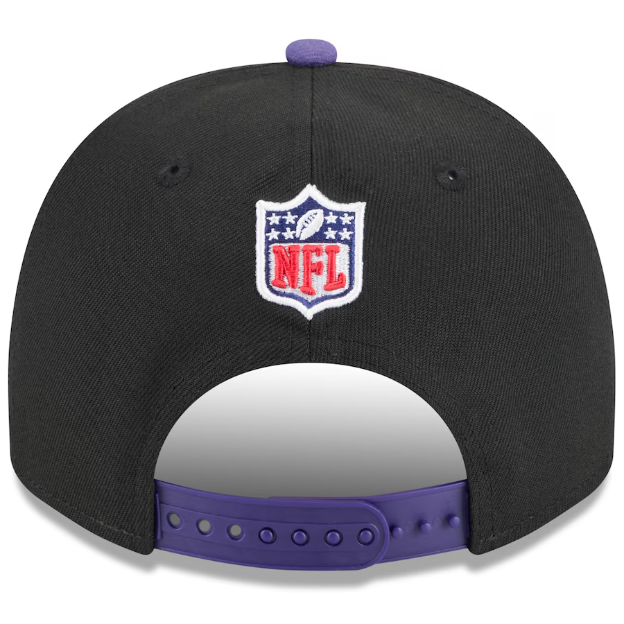BALTIMORE RAVENS 2025 NFL DRAFT 9FIFTY A-FRAME SNAPBACK HAT - BLACK/PURPLE