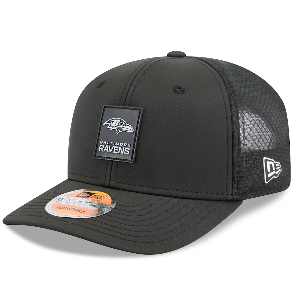 BALTIMORE RAVENS 2025 NFL SIDELINE 9SEVENTY STRETCH-SNAP ADJUSTABLE HAT - BLACK