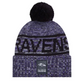BALTIMORE RAVENS 2025 NFL SIDELINE COLD WEATHER CUFFED KNIT WITH POM - PURPLE