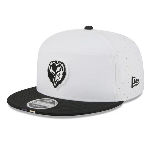 BALTIMORE RAVENS 2025 NFL TRAINING CAMP 9FIFTY SPLIT PANEL SNAPBACK HAT - WHITE