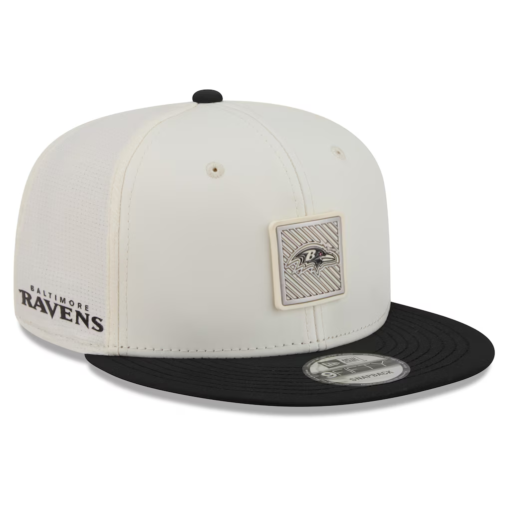 BALTIMORE RAVENS 2026 NFL TRAINING CAMP 9FIFTY SNAPBACK HAT - CHROME WHITE/BLACK