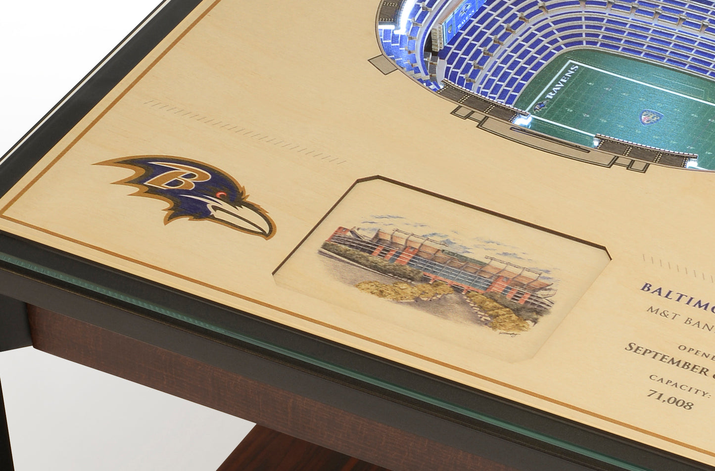 BALTIMORE RAVENS 25 LAYER 3D STADIUM LIGHTED END TABLE