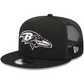 BALTIMORE RAVENS EVERGREEN TRUCKER 9FIFTY SNAPBACK HAT - BLACK/WHITE