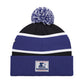 BALTIMORE RAVENS MEN'S STARTER LEGACY CUFFED KNIT WITH POM - BLACK/PURPLE