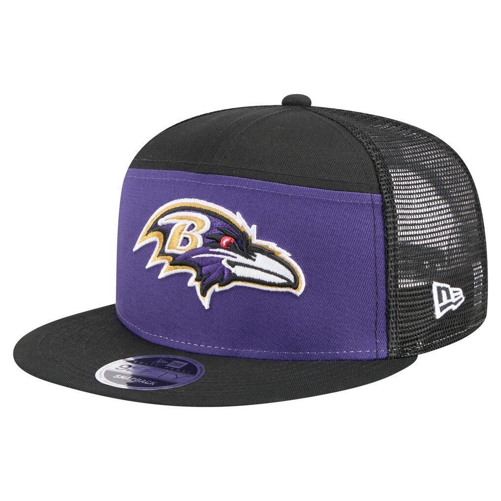 BALTIMORE RAVENS OUTDOOR SPLIT PANEL TRUCKER 9FIFTY SNAPBACK HAT
