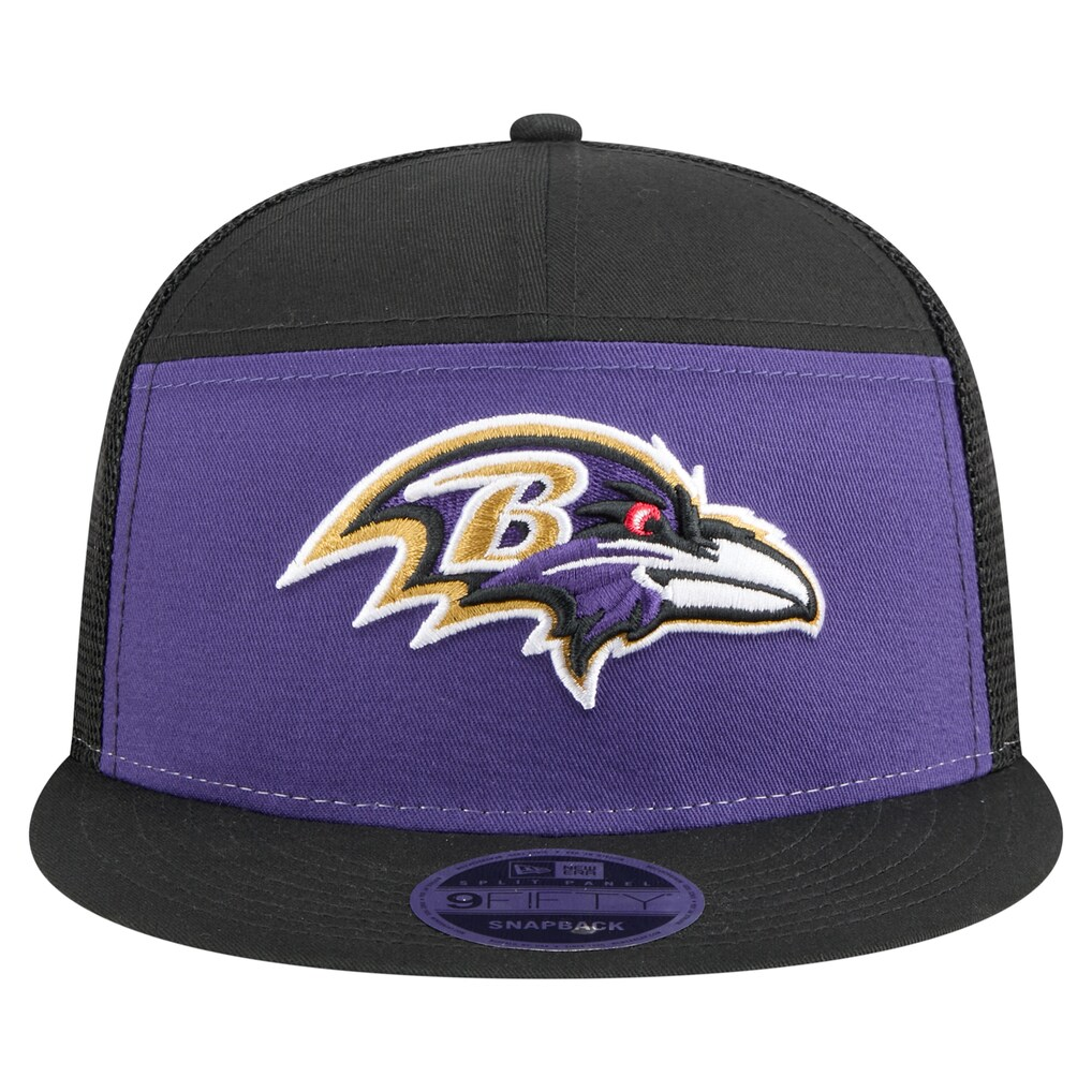 BALTIMORE RAVENS OUTDOOR SPLIT PANEL TRUCKER 9FIFTY SNAPBACK HAT