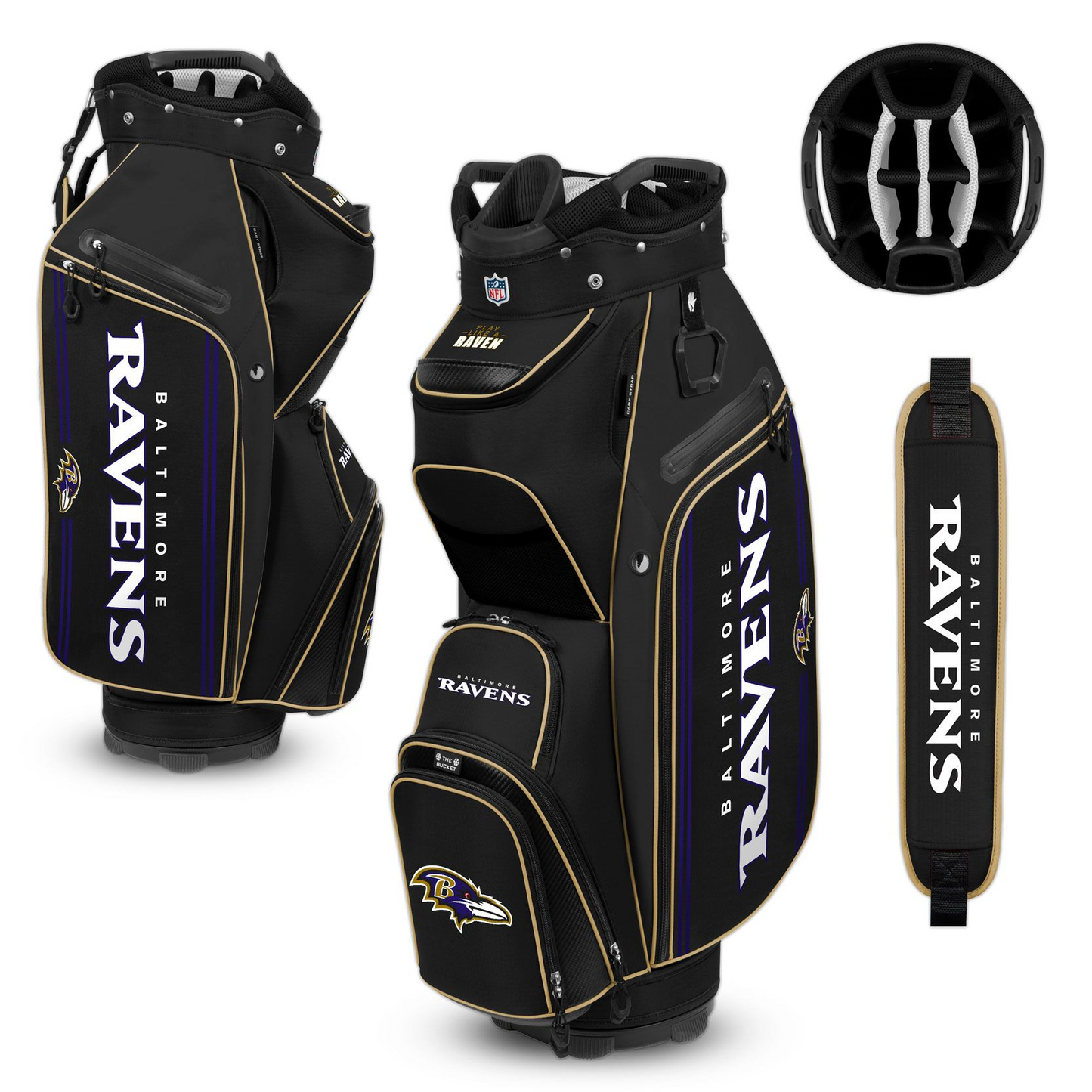 BALTIMORE RAVENS TEAM EFFORT BUCKET III COOLER CART GOLF BAG