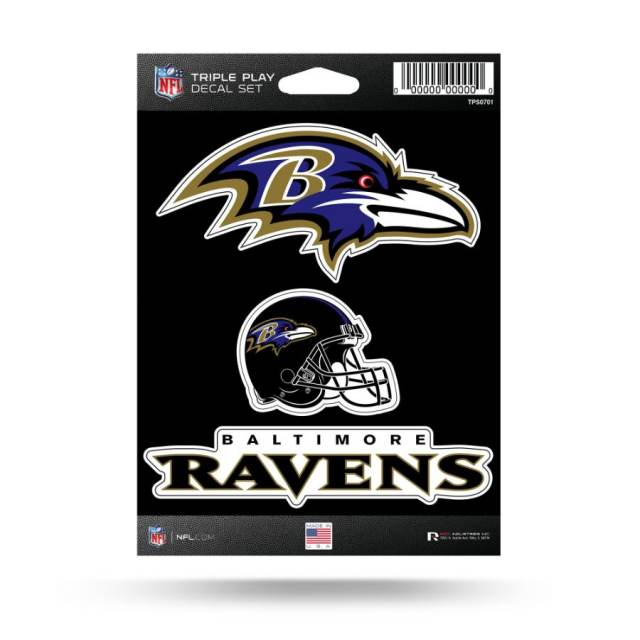 BALTIMORE RAVENS TRIPLE PLAY DECAL SET