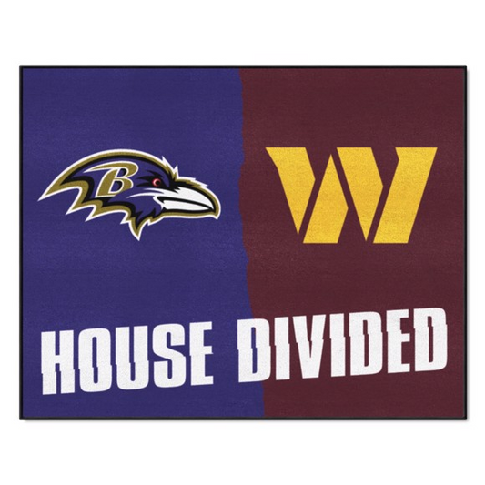 BALTIMORE RAVENS/ WASHINGTON COMMANDERS HOUSE DIVIDED 34" X 42.5" MAT