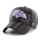 BALTIMORE RAVENS WOMEN'S '47 BRAND DAZZLE LOGO CLEAN UP ADJUSTABLE HAT - BLACK