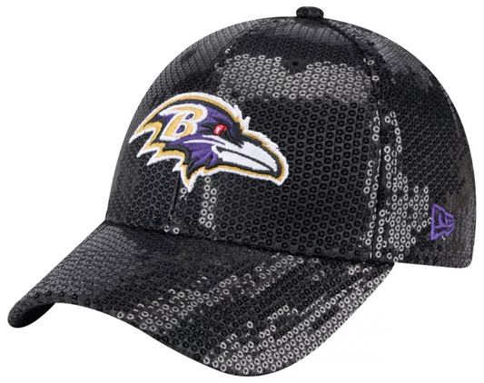 BALTIMORE RAVENS WOMEN'S SEQUIN 9FORTY ADJUSTABLE HAT - BLACK