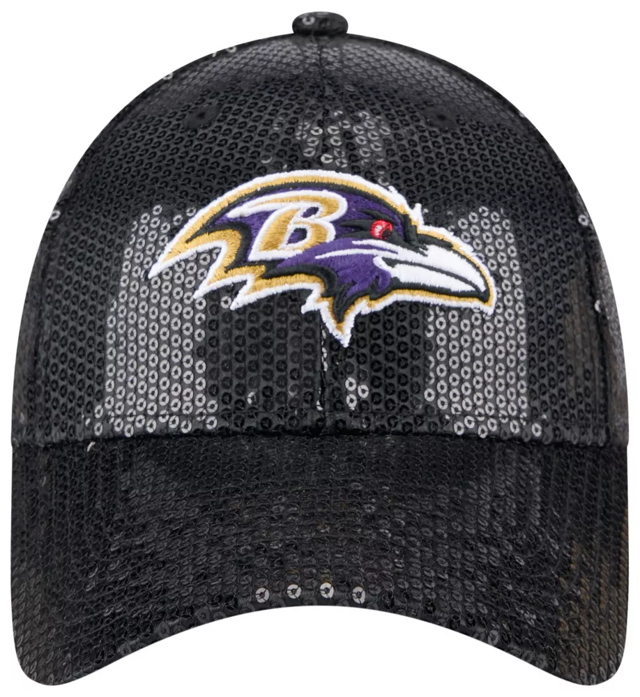 BALTIMORE RAVENS WOMEN'S SEQUIN 9FORTY ADJUSTABLE HAT - BLACK