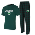 BOSTON CELTICS MEN'S COLLEGE CONCEPTS AVONDALE T-SHIRT & FLANNEL PANT SLEEPWEAR SET - GREEN/BLACK