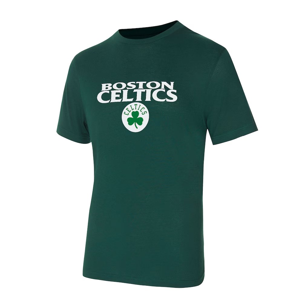 BOSTON CELTICS MEN'S COLLEGE CONCEPTS AVONDALE T-SHIRT & FLANNEL PANT SLEEPWEAR SET - GREEN/BLACK