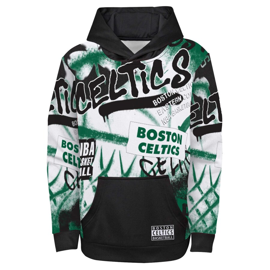 BOSTON CELTICS YOUTH SPRAY BALL SUBLIMATED HOODED SWEATSHIRT