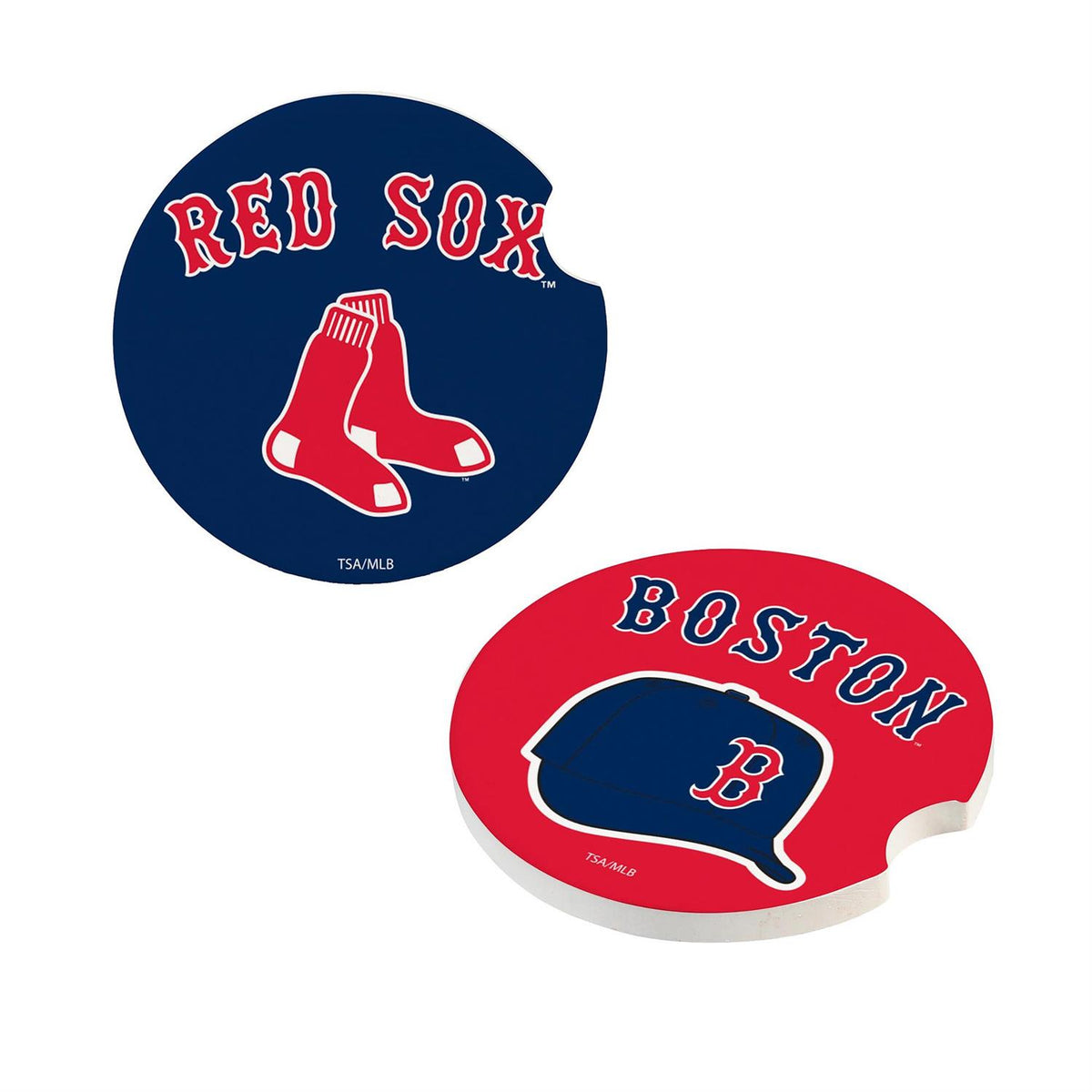 BOSTON RED SOX 2-PIECE CAR COASTER SET