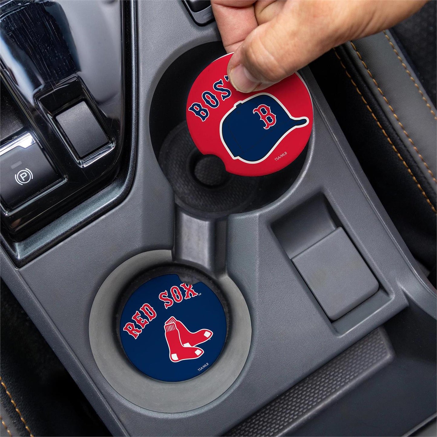 BOSTON RED SOX 2-PIECE CAR COASTER SET