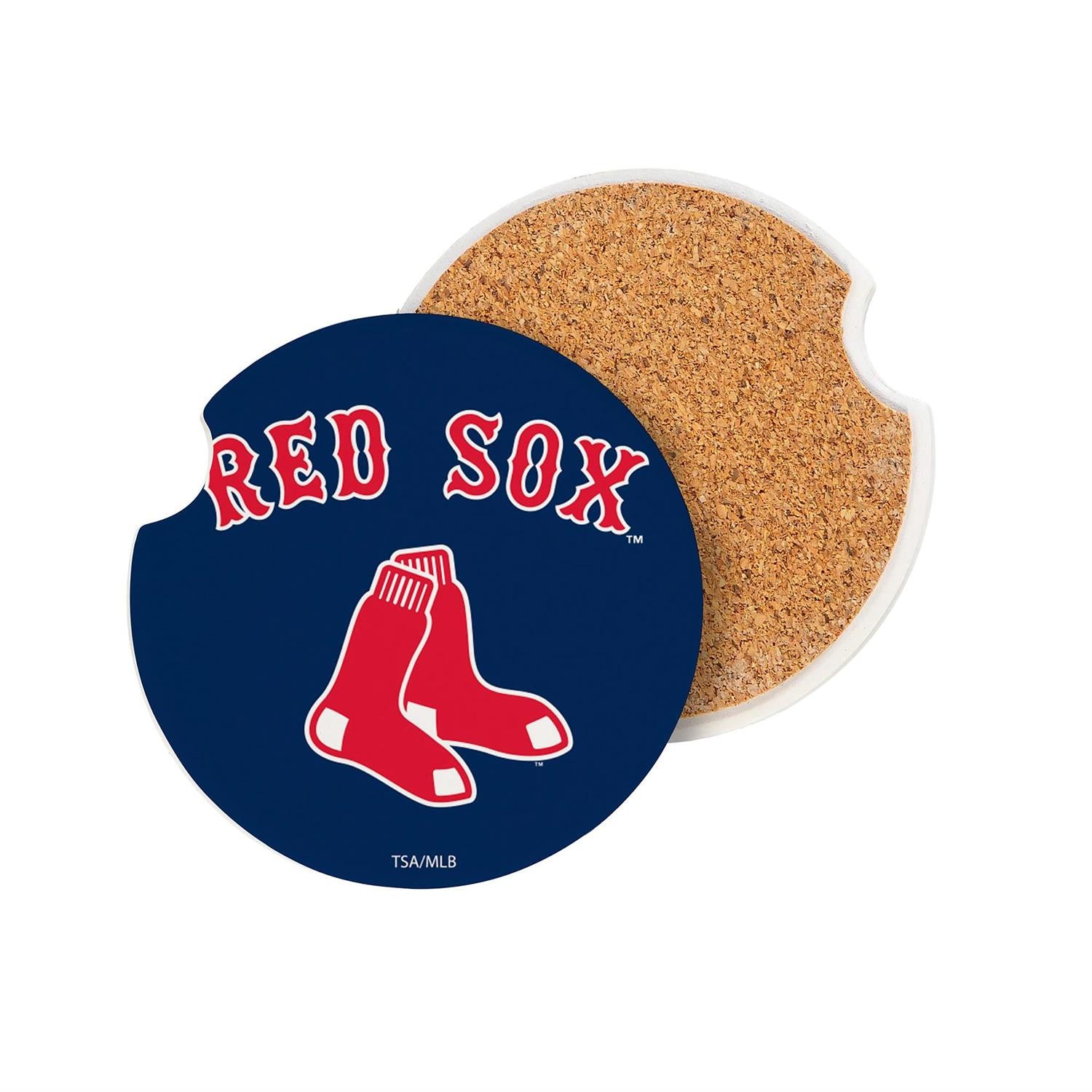 BOSTON RED SOX 2-PIECE CAR COASTER SET
