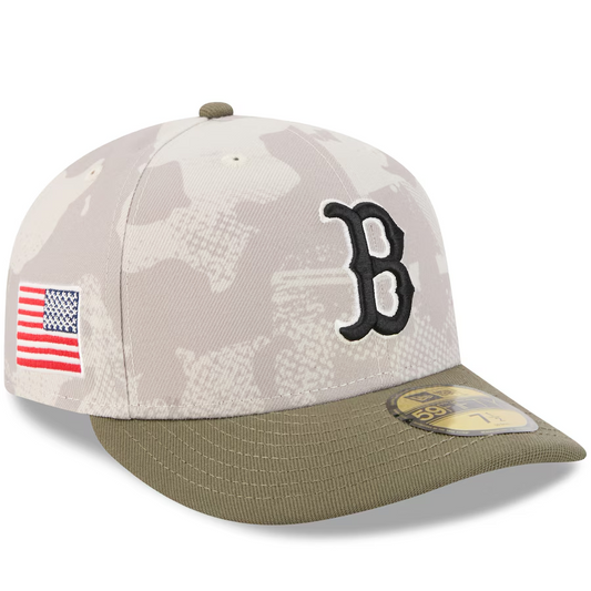 BOSTON RED SOX 2025 MLB ARMED FORCES 59FIFTY FITTED HAT - STONE/OLIVE