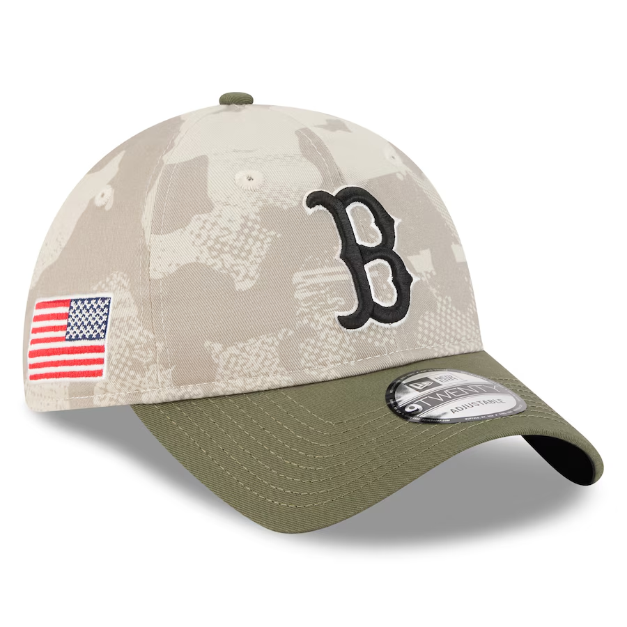 BOSTON RED SOX 2025 MLB ARMED FORCES 9TWENTY ADJUSTABLE HAT - STONE/OLIVE
