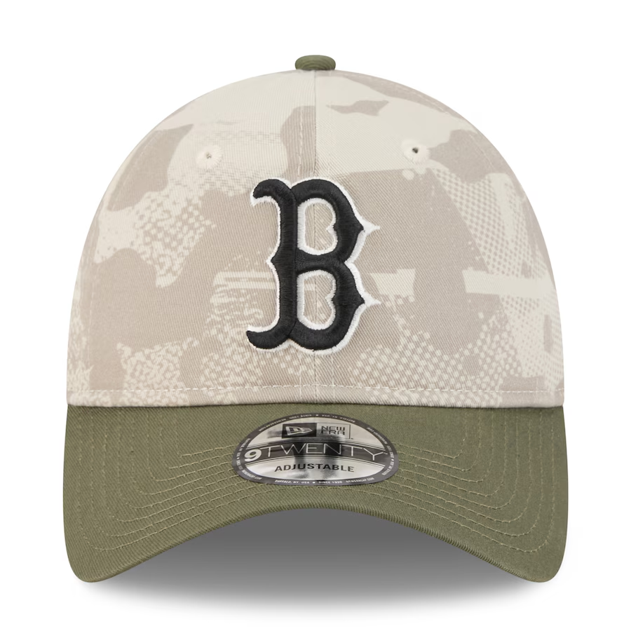 BOSTON RED SOX 2025 MLB ARMED FORCES 9TWENTY ADJUSTABLE HAT - STONE/OLIVE
