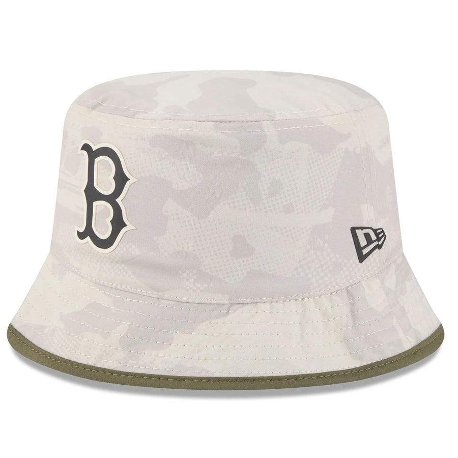 BOSTON RED SOX 2025 MLB ARMED FORCES BUCKET HAT - STONE