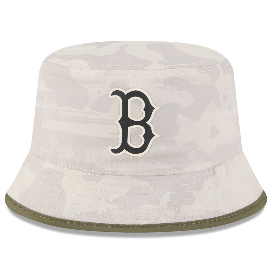 BOSTON RED SOX 2025 MLB ARMED FORCES BUCKET HAT - STONE