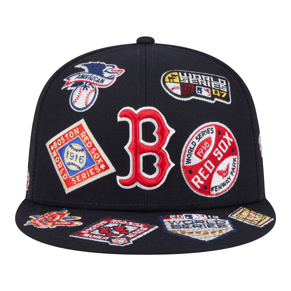 BOSTON RED SOX ALL OVER PATCH 9FIFTY SNAPBACK HAT - NAVY