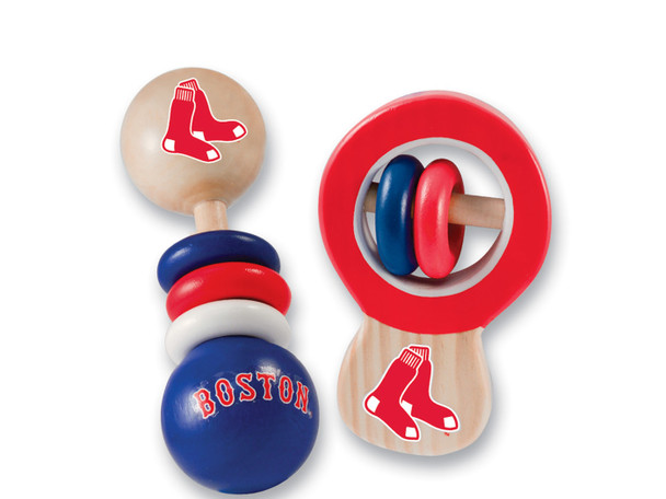 SONAJEROS DE MADERA PARA BEBÉ BOSTON RED SOX