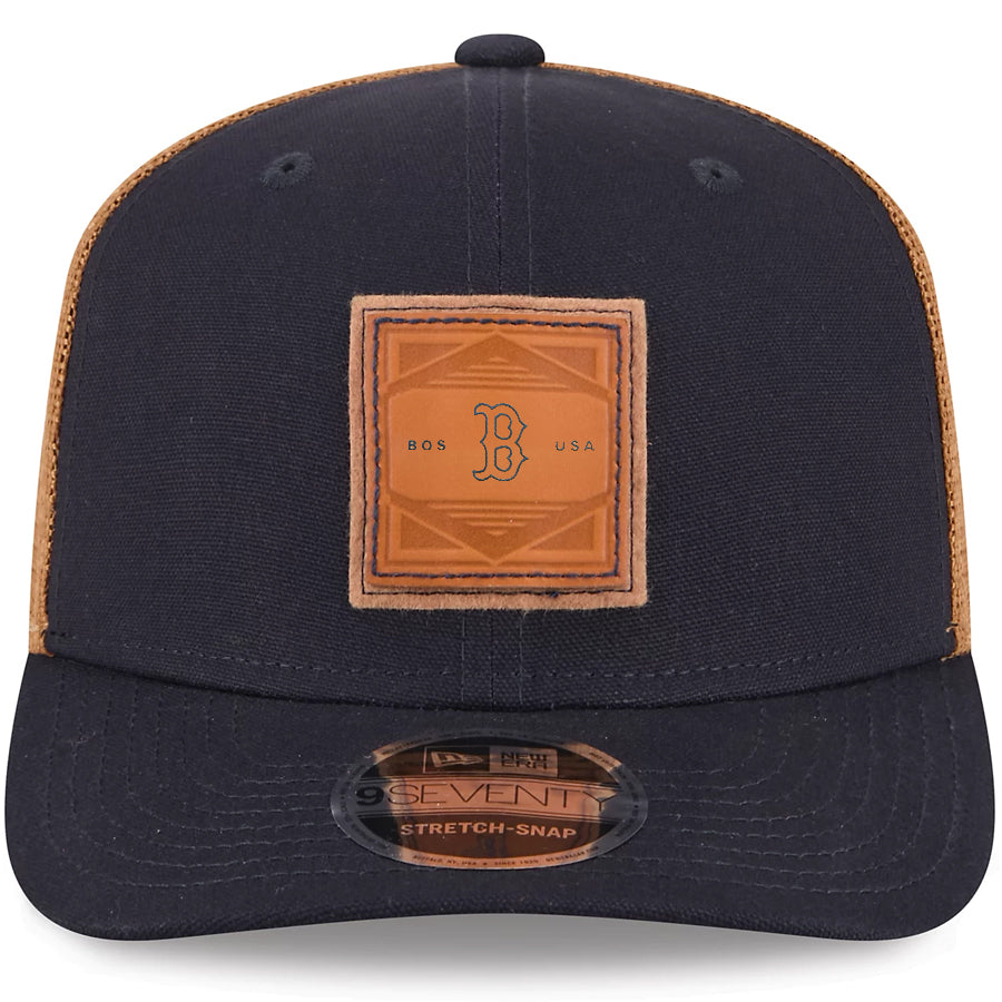 BOSTON RED SOX DEBOSSED LOGO TRUCKER  9SEVENTY SNAPBACK HAT - NAVY
