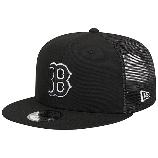 BOSTON RED SOX EVERGREEN TRUCKER 9FIFTY SNAPBACK HAT - BLACK/WHITE