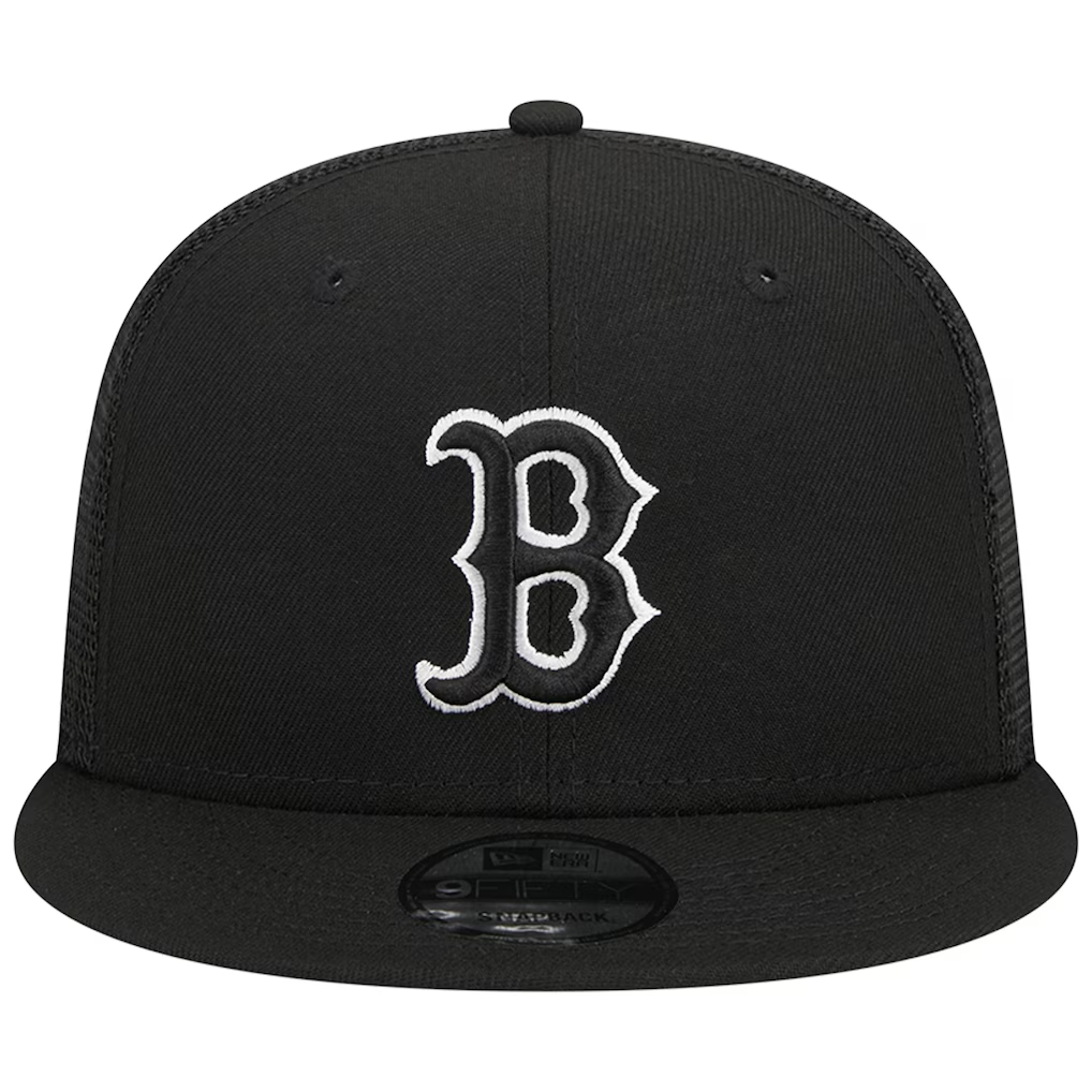 BOSTON RED SOX EVERGREEN TRUCKER 9FIFTY SNAPBACK HAT - BLACK/WHITE