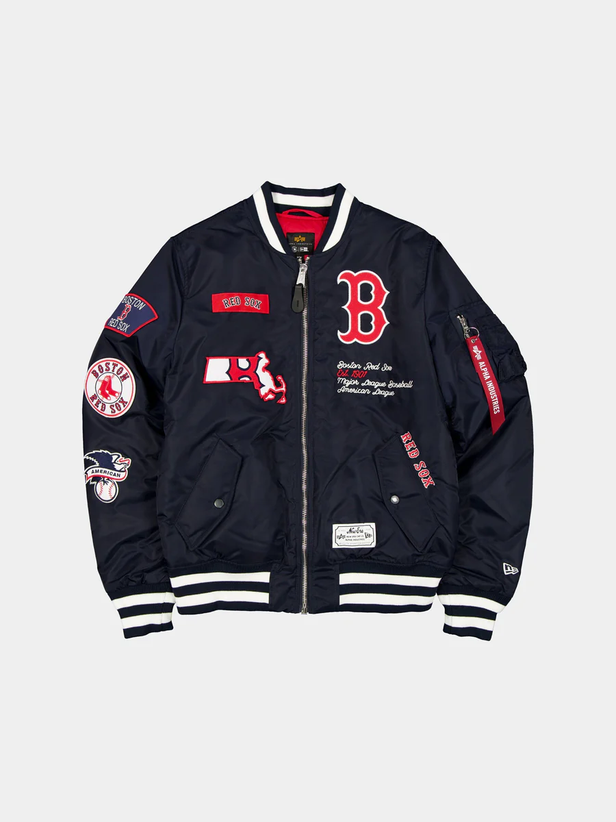 BOSTON RED SOX MEN'S NEWERA X ALPHA INDUSTRIES MA-1 BOMBER JACKET - NAVY