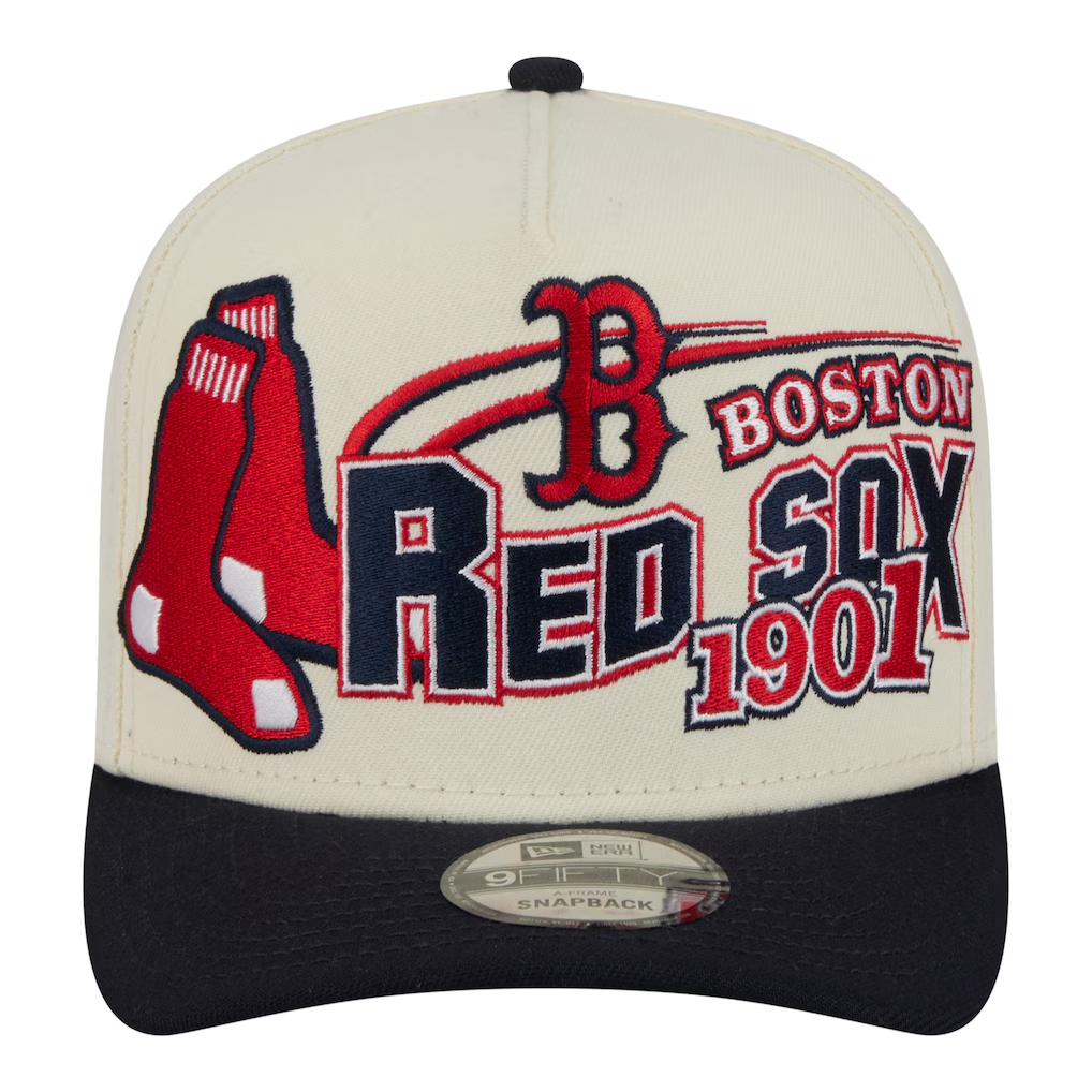 BOSTON RED SOX NEW ERA CLASSIC 9FIFTY A-FRAME SNAPBACK HAT - CHROME WHITE/NAVY