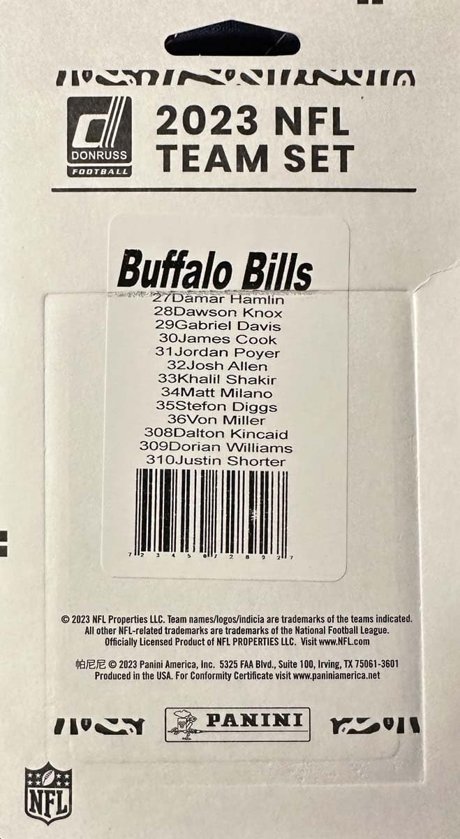 BUFFALO BILLS 2023 TEAM SET BY DONRUSS