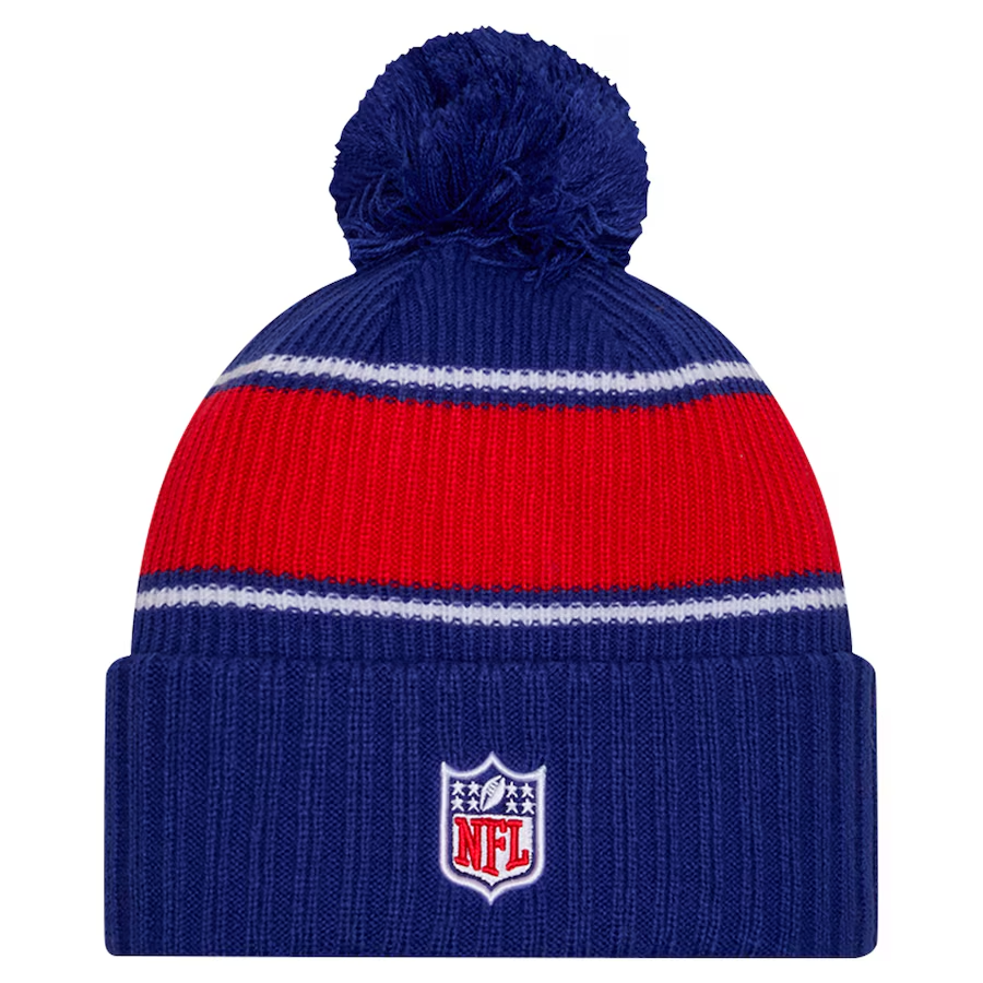 BUFFALO BILLS 2024 NFL SIDELINE CUFFED KNIT BEANIE WITH POM - BLUE