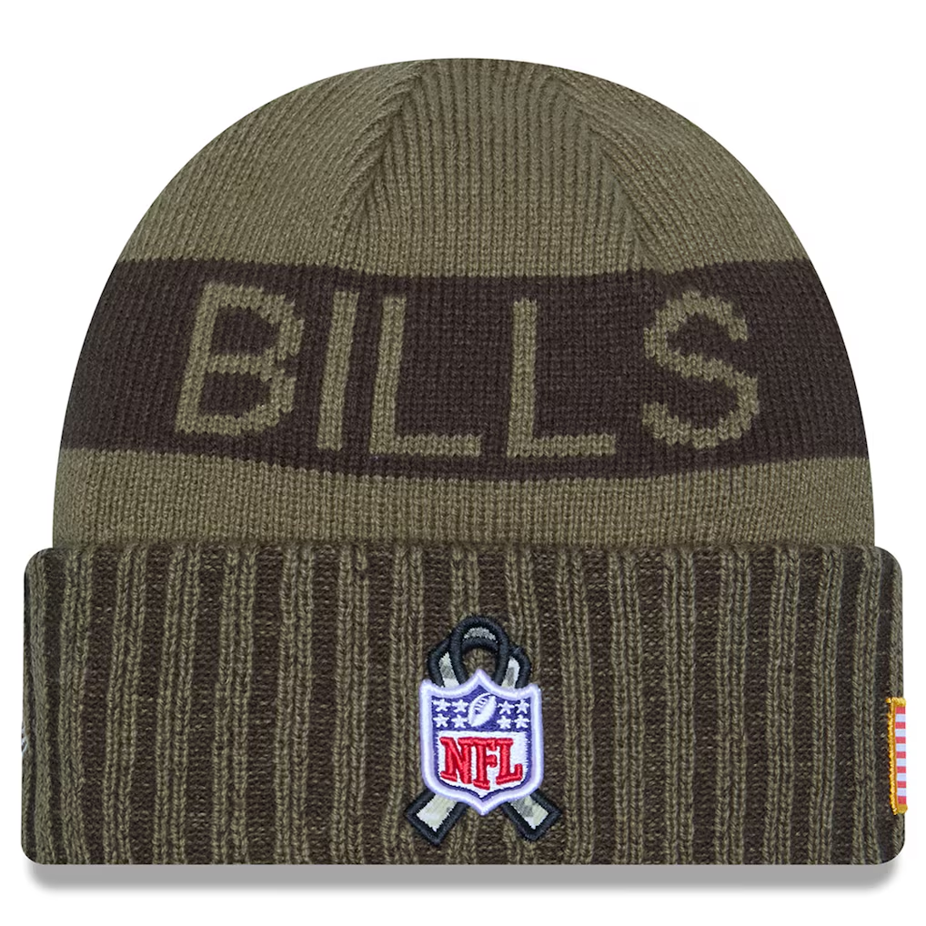 BUFFALO BILLS 2025 NFL SALUTE TO SERVICE CUFFED KNIT BEANIE - DARK GREEN
