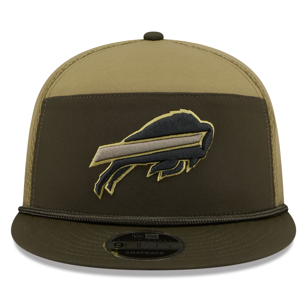 BUFFALO BILLS 2025 NFL SALUTE TO SERVICE SPLIT PANEL 9FIFTY SNAPBACK HAT - DARK GREEN