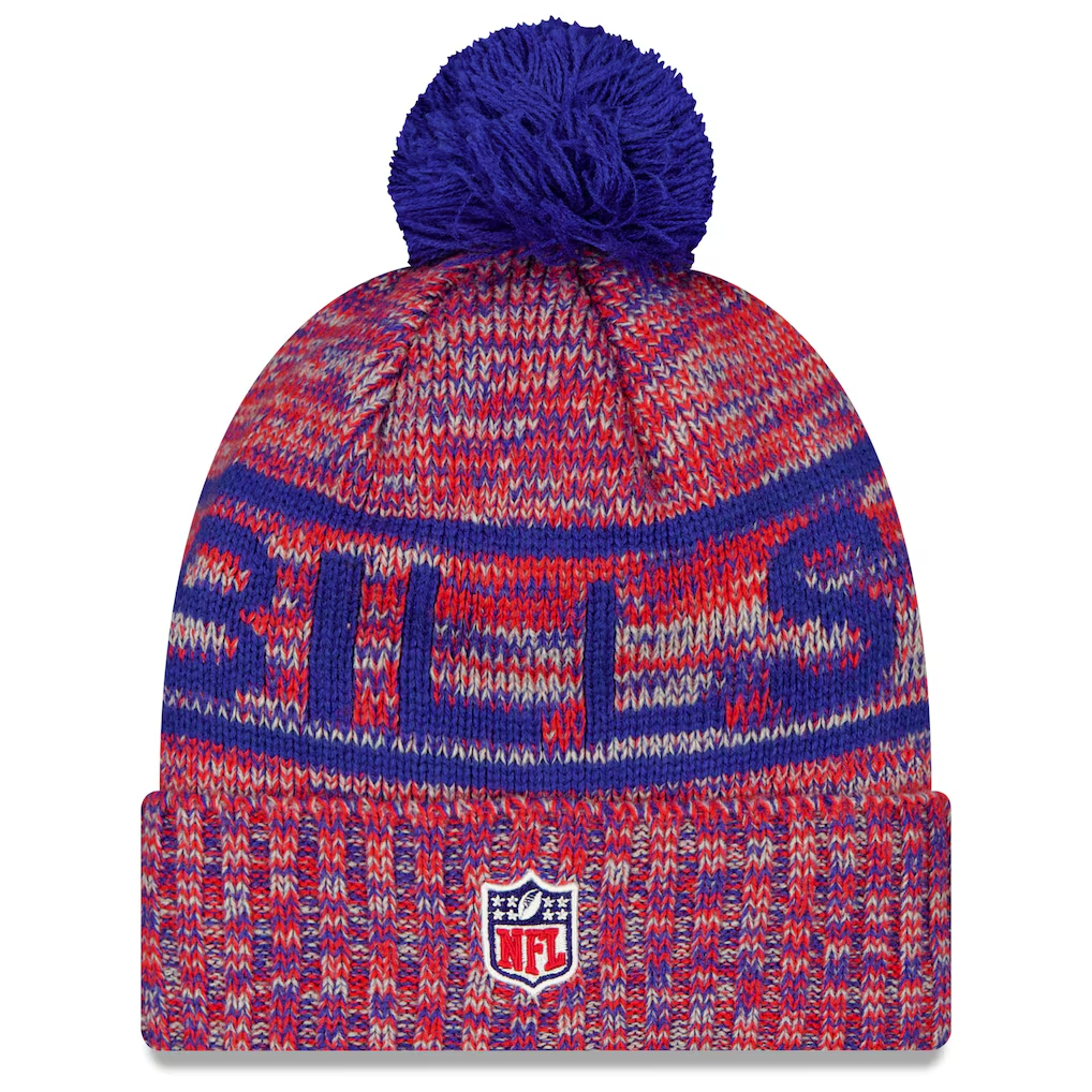 BUFFALO BILLS 2025 NFL SIDELINE COLD WEATHER CUFFED KNIT WITH POM - RED